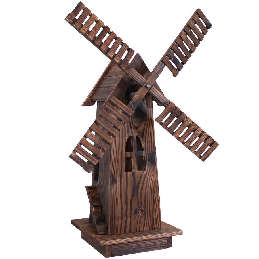 Sunnydaze Dutch Windmill Outdoor Decorative Wood Yard Art Statue - 39 in Image 1