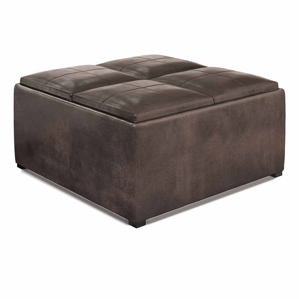 Avalon Table Ottoman in Distressed Vegan Leather Image 2