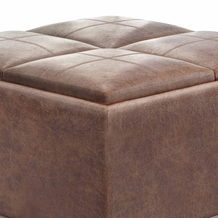Avalon Table Ottoman in Distressed Vegan Leather Image 8