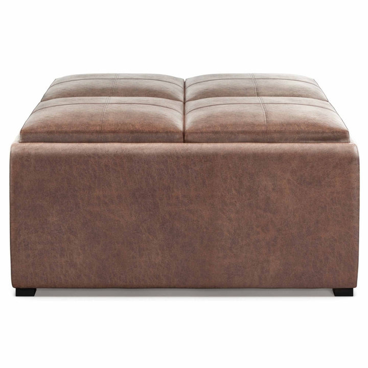 Avalon Table Ottoman in Distressed Vegan Leather Image 9