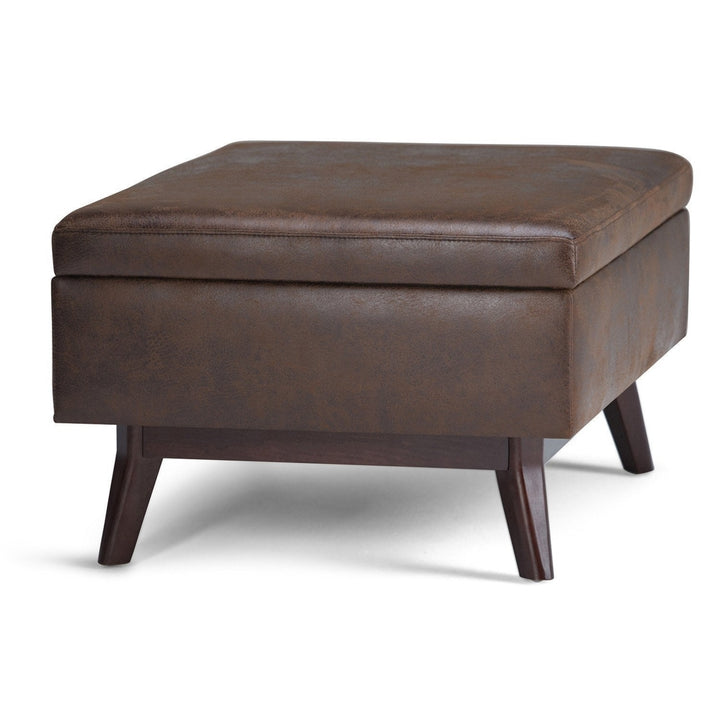 Owen Small Coffee Table Ottoman in Distressed Vegan Leather Image 7