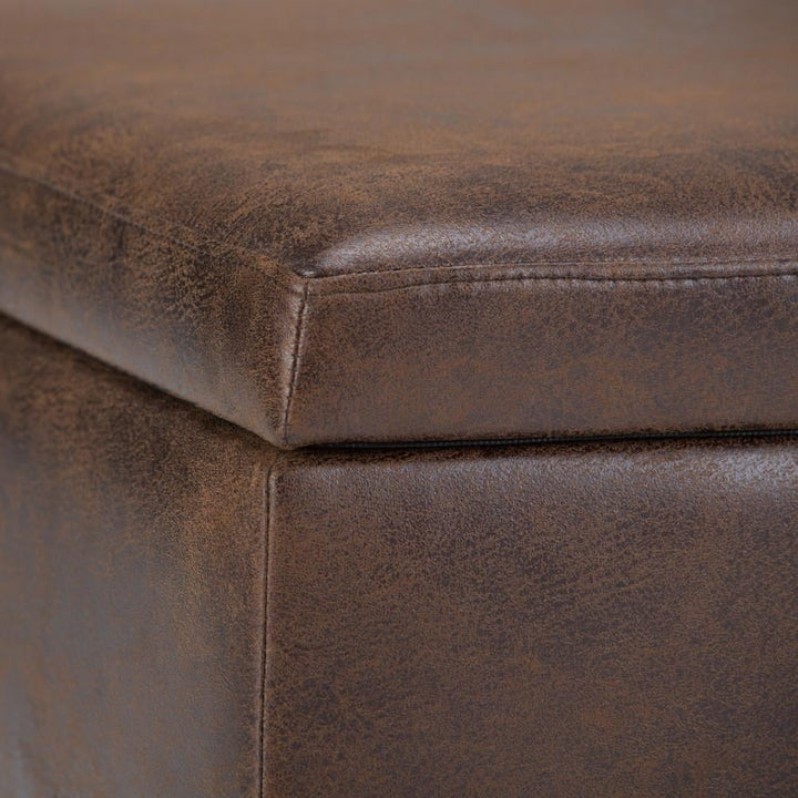 Owen Small Coffee Table Ottoman in Distressed Vegan Leather Image 8