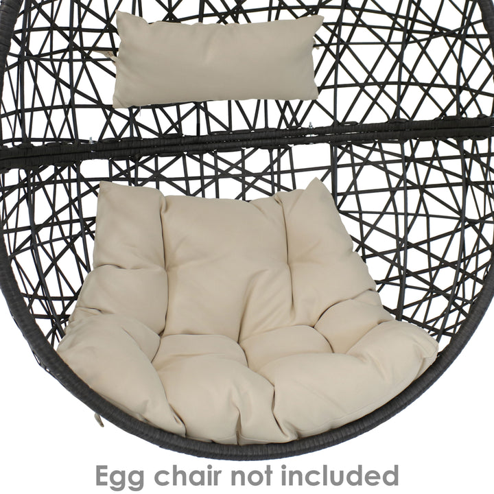 Sunnydaze Caroline Egg Chair Replacement Seat and Headrest Cushions - Beige Image 7