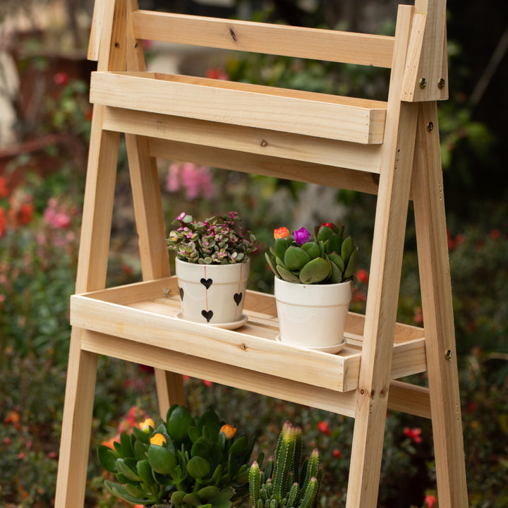 Small Slim Narrow Wooden Shelf Stand Cart Plant Shelf with Artistic Roof Design Will Add a Touch of Rustic Elegance to Image 6