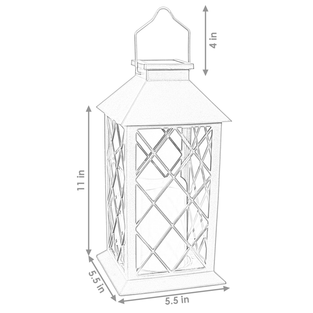 Sunnydaze Concord Outdoor Solar Candle Lantern - 11 in - White - Set of 2 Image 3