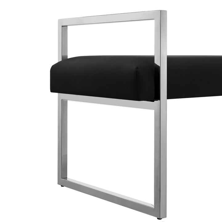Madelyne Bench - Upholstered, Open Frame Design, Stainless Steel Polished Frame Image 11