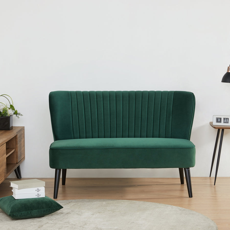 Hollywood Armless Loveseat Sofa: Mid-Century Modern Design, Velvet Upholstery, Solid Wood Legs  Stylish and Comfortable. Image 1