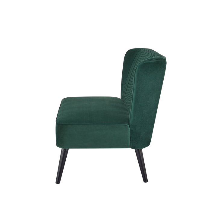 Hollywood Armless Loveseat Sofa: Mid-Century Modern Design, Velvet Upholstery, Solid Wood Legs  Stylish and Comfortable. Image 3