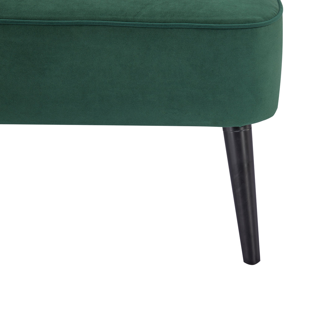 Hollywood Armless Loveseat Sofa: Mid-Century Modern Design, Velvet Upholstery, Solid Wood Legs  Stylish and Comfortable. Image 5