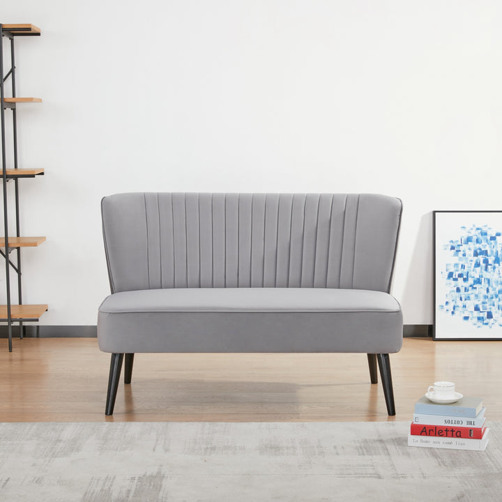 Hollywood Armless Loveseat Sofa: Mid-Century Modern Design, Velvet Upholstery, Solid Wood Legs  Stylish and Comfortable. Image 8