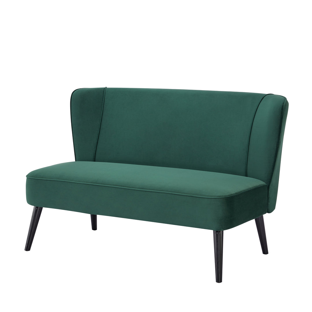 Manhattan Armless Loveseat Sofa: Mid-Century Modern Design, Velvet Upholstery, Solid Wood Legs  Easy Assembly. Image 2