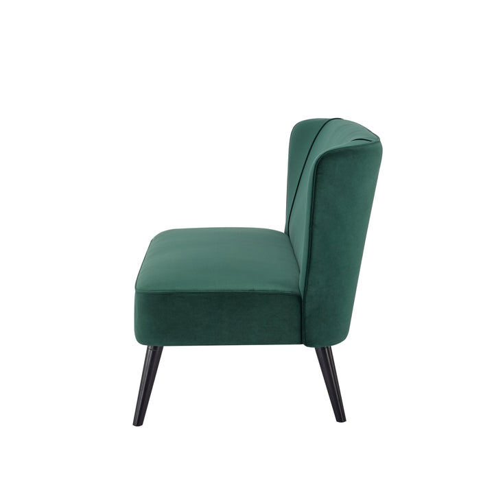 Manhattan Armless Loveseat Sofa: Mid-Century Modern Design, Velvet Upholstery, Solid Wood Legs  Easy Assembly. Image 3