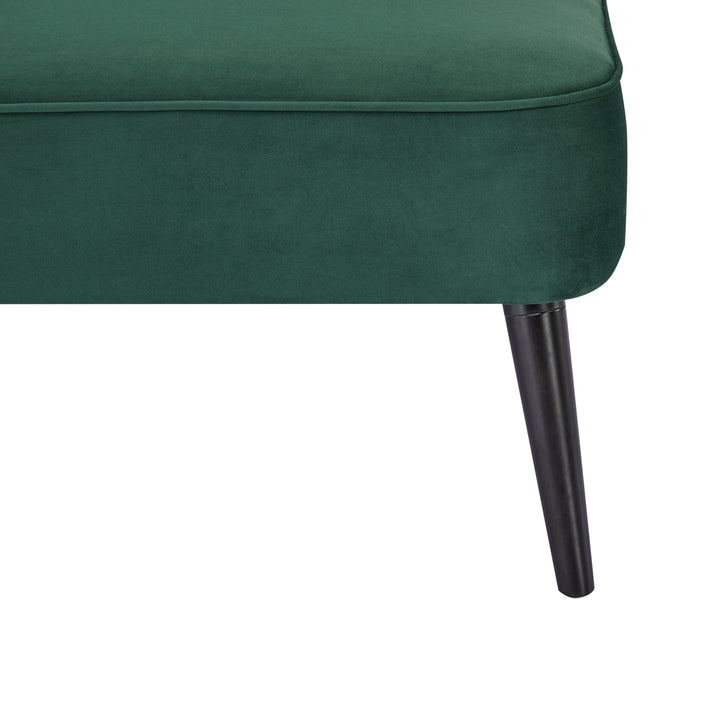 Manhattan Armless Loveseat Sofa: Mid-Century Modern Design, Velvet Upholstery, Solid Wood Legs  Easy Assembly. Image 5