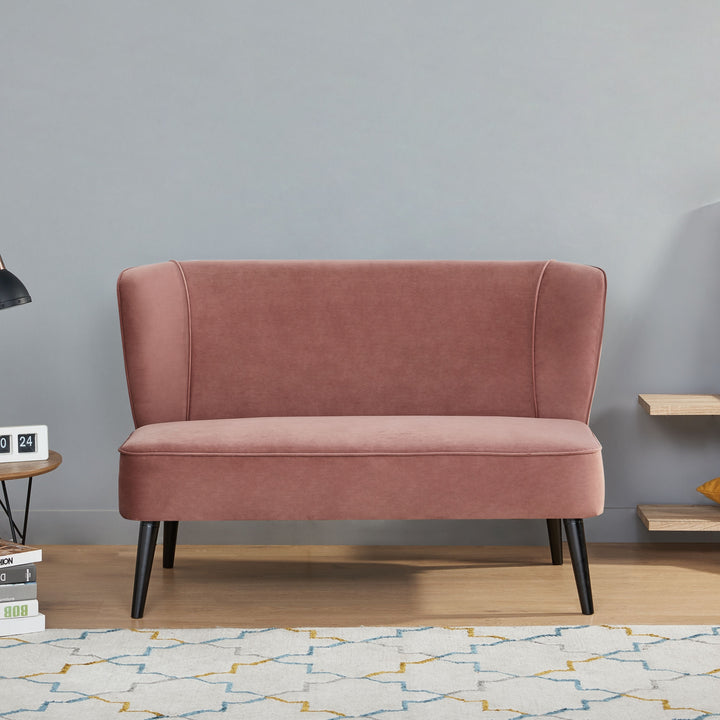 Manhattan Armless Loveseat Sofa: Mid-Century Modern Design, Velvet Upholstery, Solid Wood Legs  Easy Assembly. Image 6
