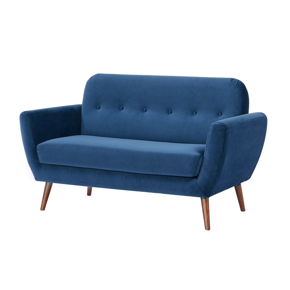 Oakland Loveseat Sofa: Mid-Century Modern Design, Soft Velvet Fabric Upholstery, Hand Tufting, Solid Wood Legs  Easy Image 2