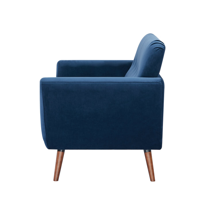 Oakland Loveseat Sofa: Mid-Century Modern Design, Soft Velvet Fabric Upholstery, Hand Tufting, Solid Wood Legs  Easy Image 3