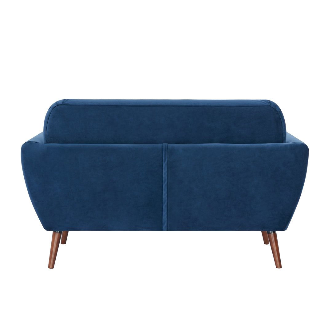 Oakland Loveseat Sofa: Mid-Century Modern Design, Soft Velvet Fabric Upholstery, Hand Tufting, Solid Wood Legs  Easy Image 4
