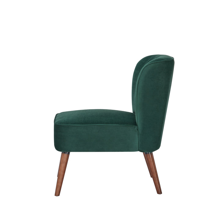 Young and Trendy Laguna Accent Chair: Robust Wood Frame, Soft Velvet Upholstery, Armless Slipper Design  Easy Assembly. Image 3