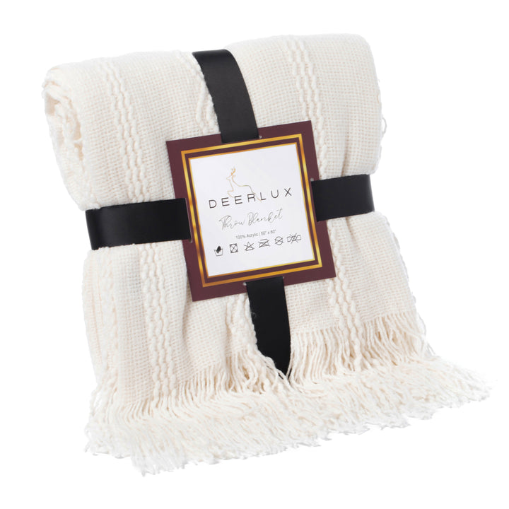 Decorative Throw Blanket - 50x60in Soft Knit with Delightful Fringe Edges for a Sophisticated and Cozy Touch to Your Image 7