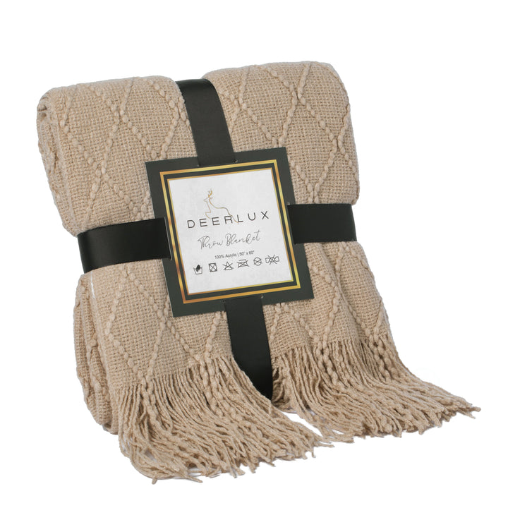 Decorative Throw Blanket - 50x60in Soft Knit with Delightful Fringe Edges for a Sophisticated and Cozy Touch to Your Image 1
