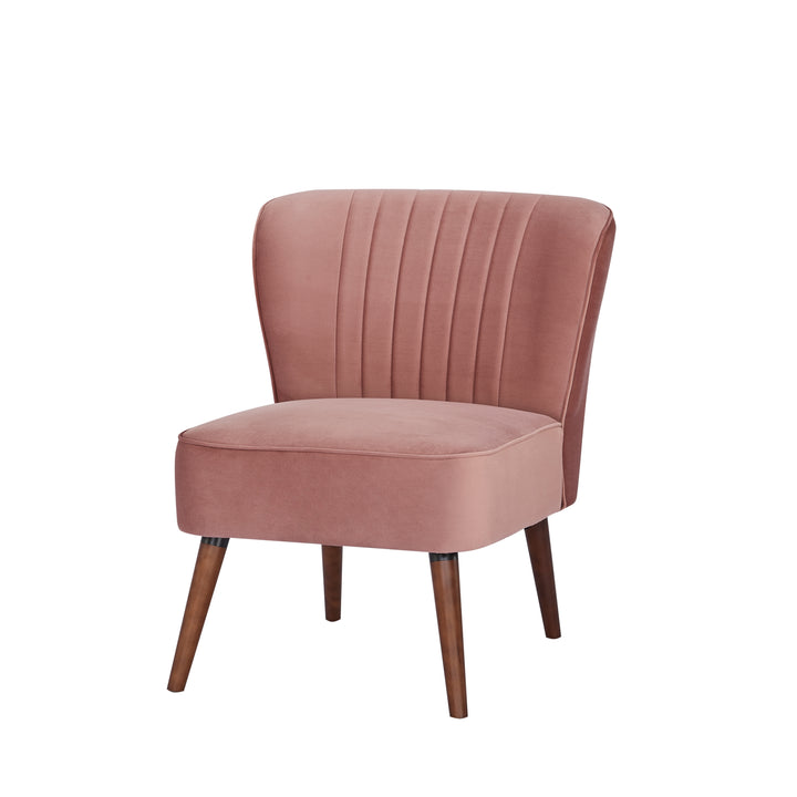 Young and Trendy Laguna Accent Chair: Robust Wood Frame, Soft Velvet Upholstery, Armless Slipper Design  Easy Assembly. Image 5