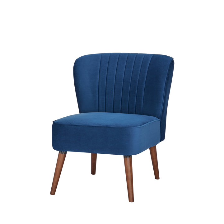 Young and Trendy Laguna Accent Chair: Robust Wood Frame, Soft Velvet Upholstery, Armless Slipper Design  Easy Assembly. Image 8