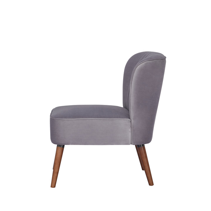 Young and Trendy Laguna Accent Chair: Robust Wood Frame, Soft Velvet Upholstery, Armless Slipper Design  Easy Assembly. Image 11