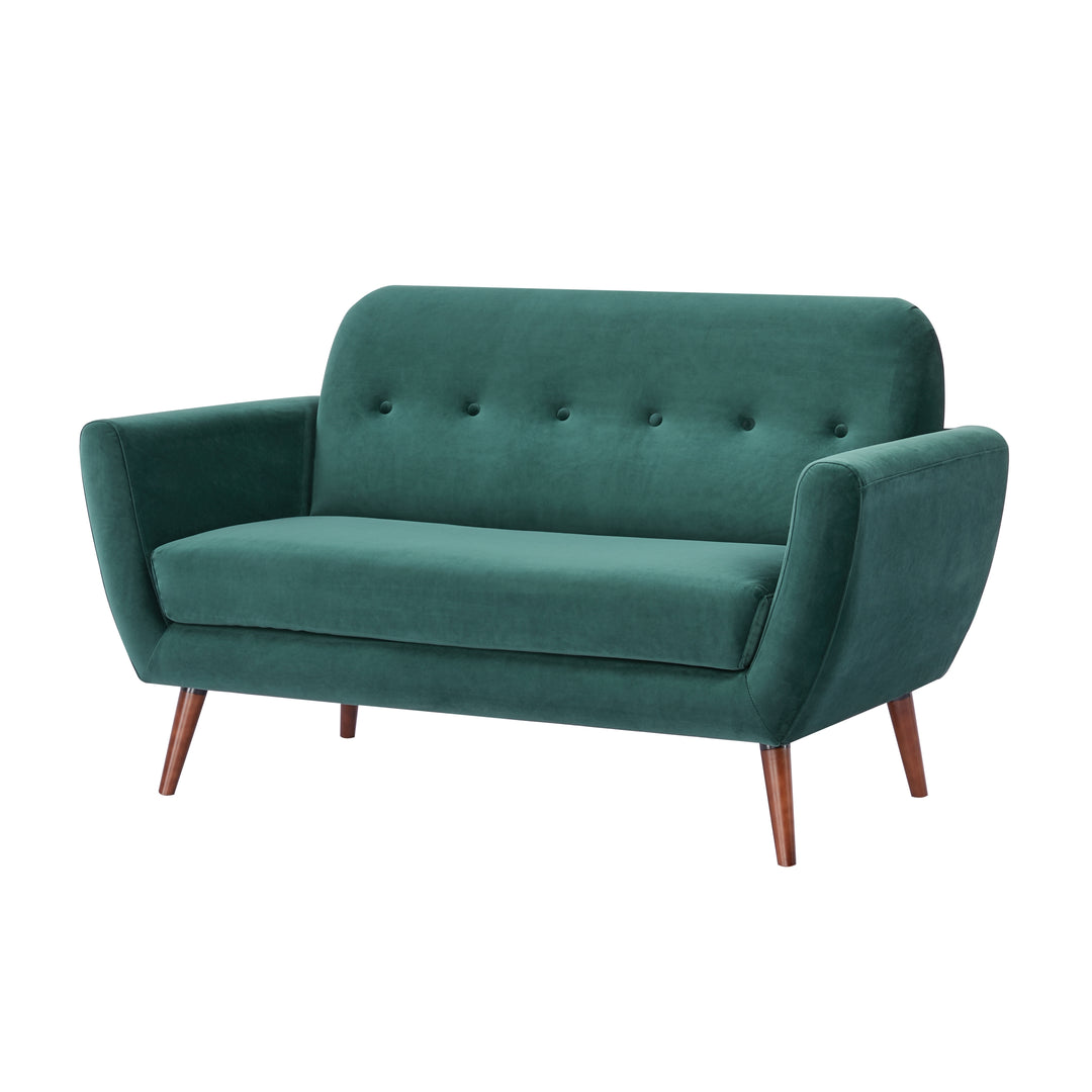Oakland Loveseat Sofa: Mid-Century Modern Design, Soft Velvet Fabric Upholstery, Hand Tufting, Solid Wood Legs  Easy Image 8