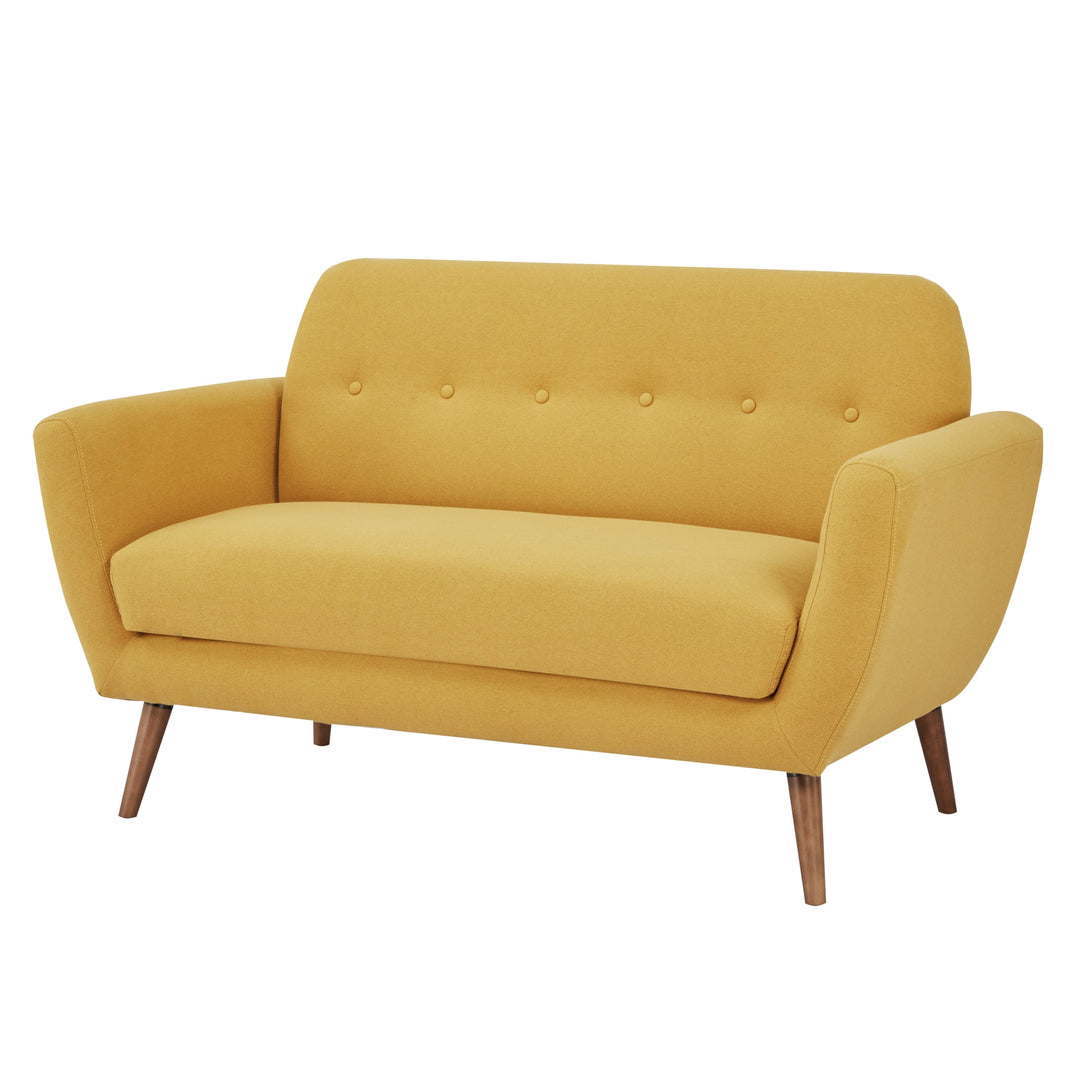 Oakland Loveseat Sofa: Mid-Century Modern Design, Soft Fabric Upholstery, Hand Tufting, Solid Wood Legs  Easy Assembly. Image 7