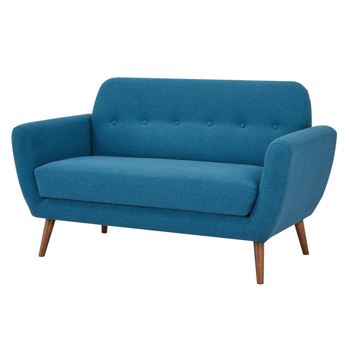 Oakland Loveseat Sofa: Mid-Century Modern Design, Soft Fabric Upholstery, Hand Tufting, Solid Wood Legs  Easy Assembly. Image 10