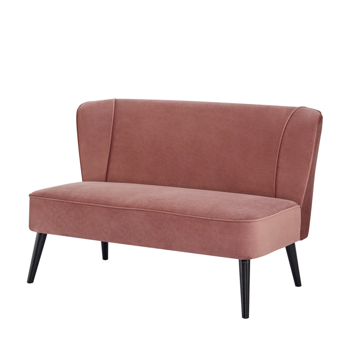 Manhattan Armless Loveseat Sofa: Mid-Century Modern Design, Velvet Upholstery, Solid Wood Legs  Easy Assembly. Image 7