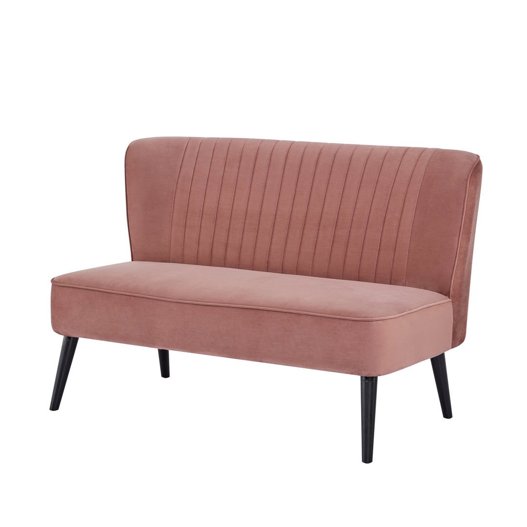 Hollywood Armless Loveseat Sofa: Mid-Century Modern Design, Velvet Upholstery, Solid Wood Legs  Stylish and Comfortable. Image 7