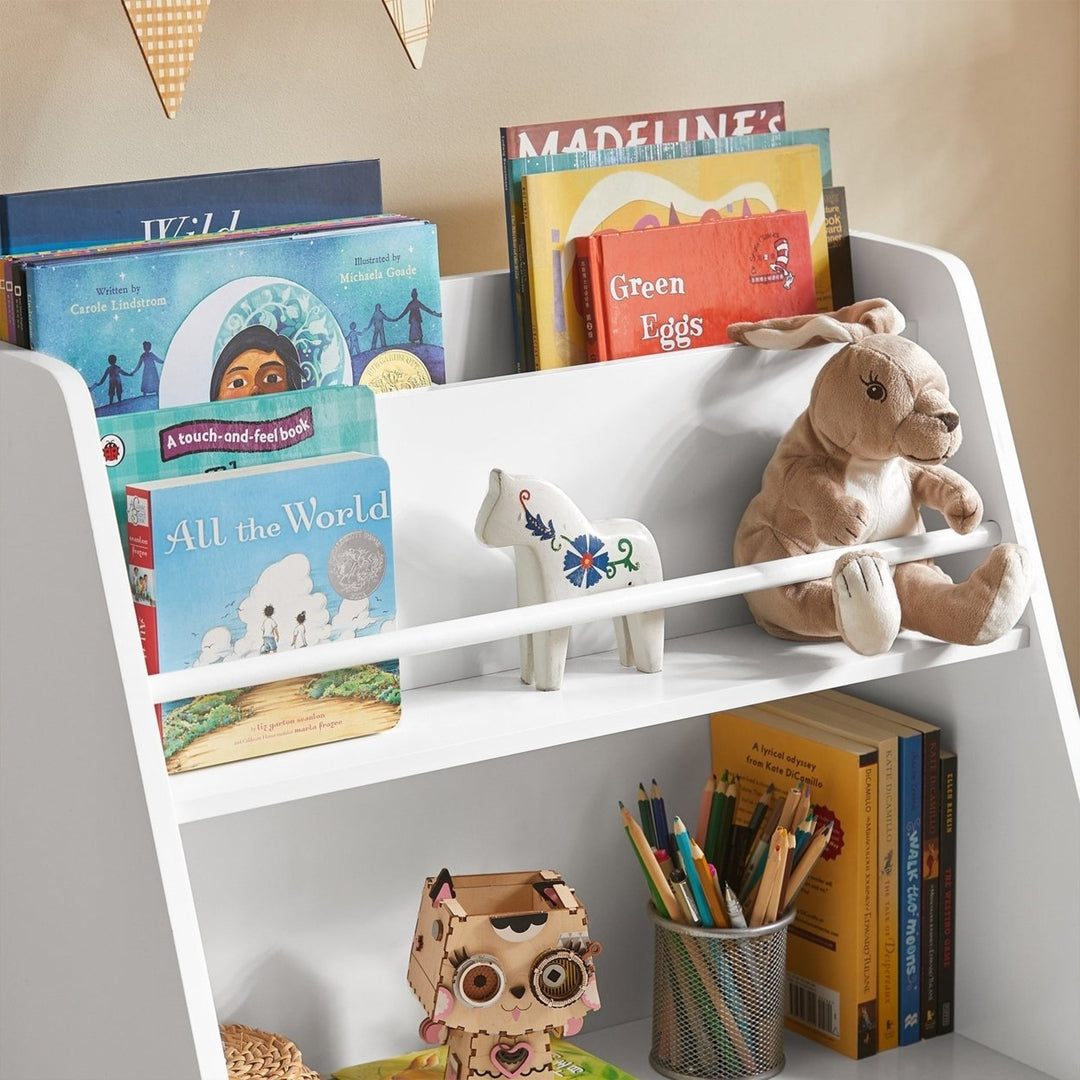 Haotian KMB34-W, Children Kids Bookcase with 3 Storage Baskets, Book Shelf Storage Display Rack Organizer Holder Image 4