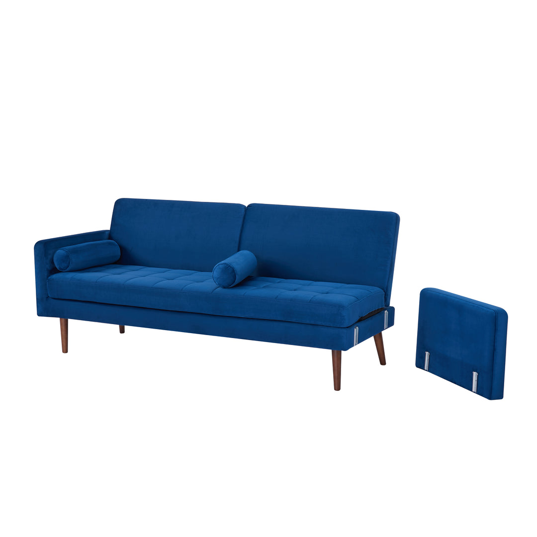 Portland Convertible Velvet Sofa: Stylish, Space-Saving Solution with Comfortable Seating and Twin Sleeper Size Image 3