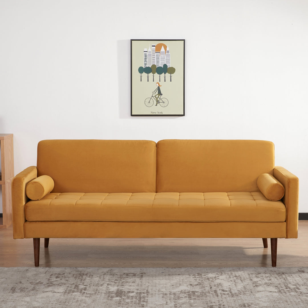 Portland Convertible Velvet Sofa: Stylish, Space-Saving Solution with Comfortable Seating and Twin Sleeper Size Image 8