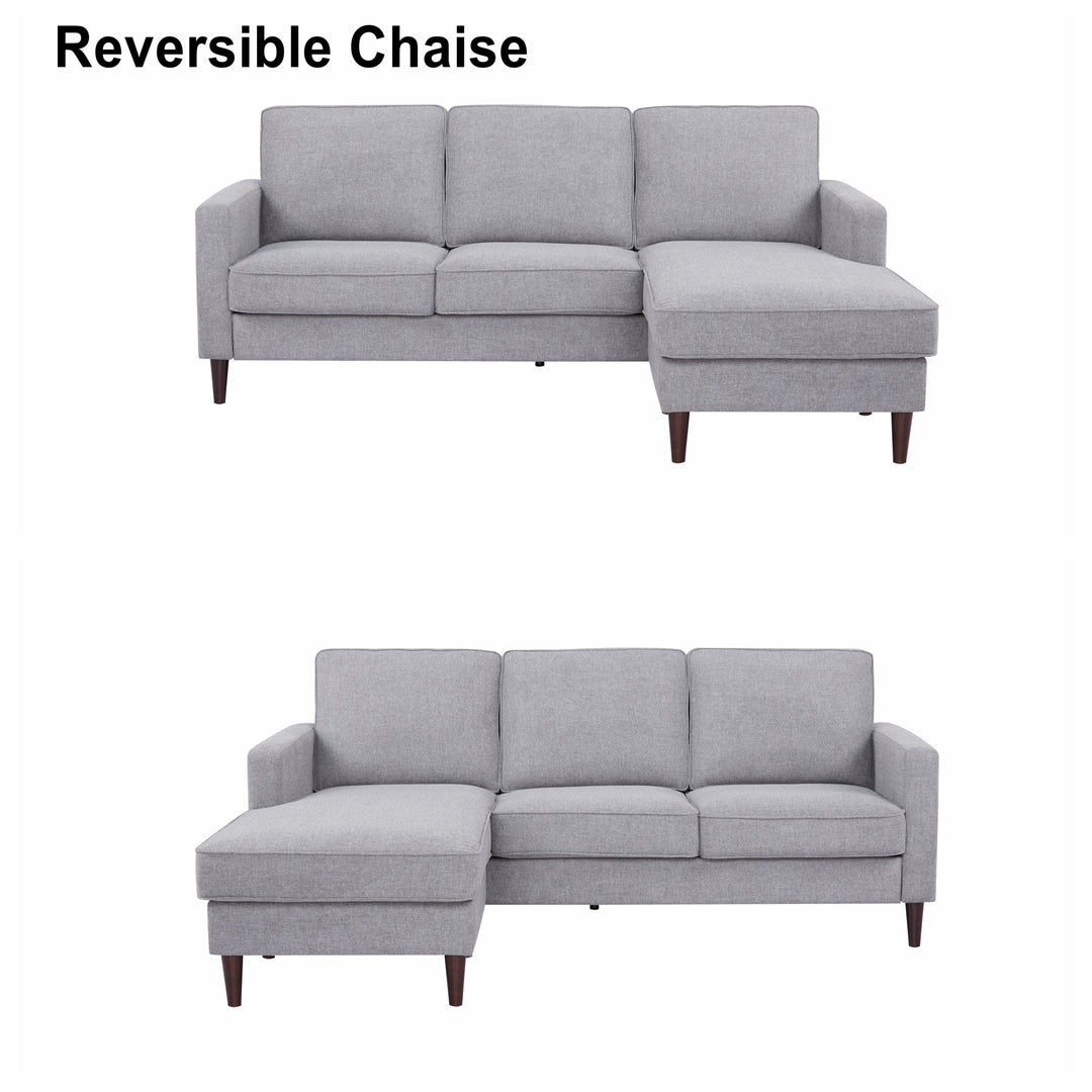 Rachel Sectional Sofa: L-Shaped Design with Reversible Chaise  Soft Polyester Fabric, Foam-Filled Cushions for Ultimate Image 3