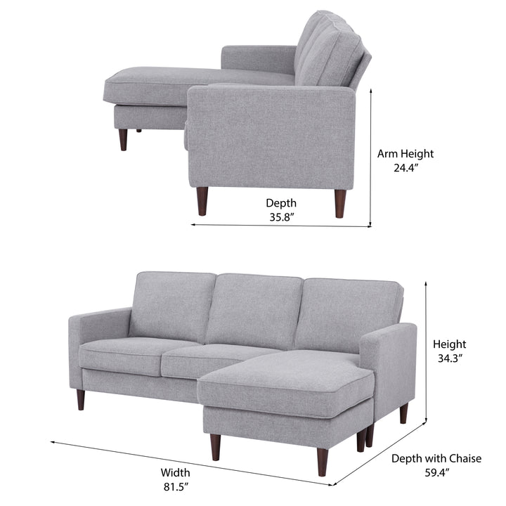 Rachel Sectional Sofa: L-Shaped Design with Reversible Chaise  Soft Polyester Fabric, Foam-Filled Cushions for Ultimate Image 6