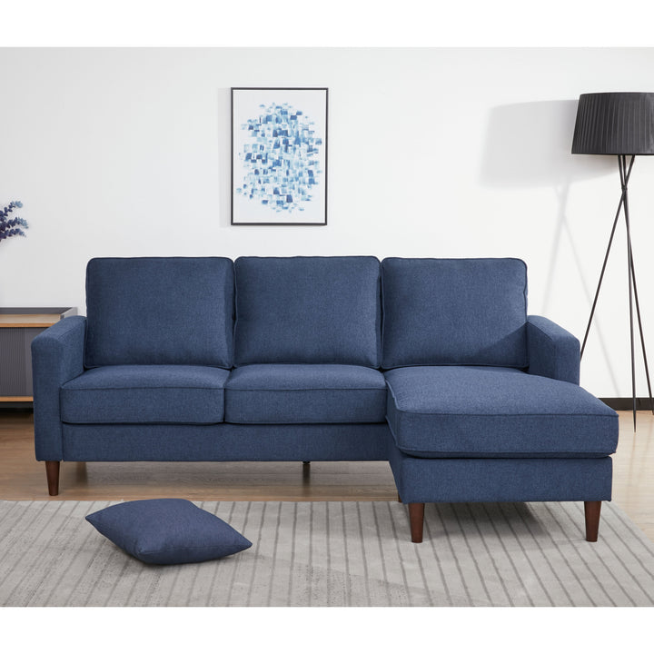 Rachel Sectional Sofa: L-Shaped Design with Reversible Chaise  Soft Polyester Fabric, Foam-Filled Cushions for Ultimate Image 1