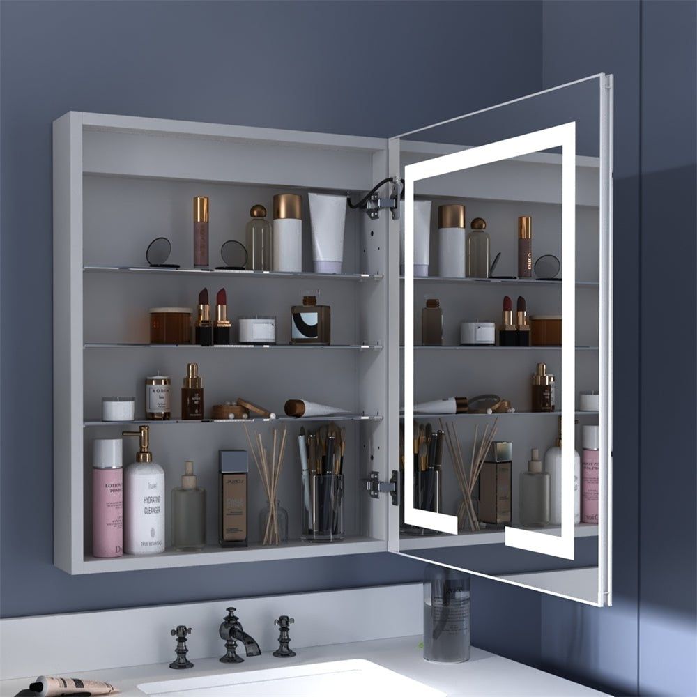 Boost-M1 24" W x 30" H Light Medicine Cabinet Recessed or Surface Mount Aluminum Adjustable Shelves Vanity Mirror Image 5