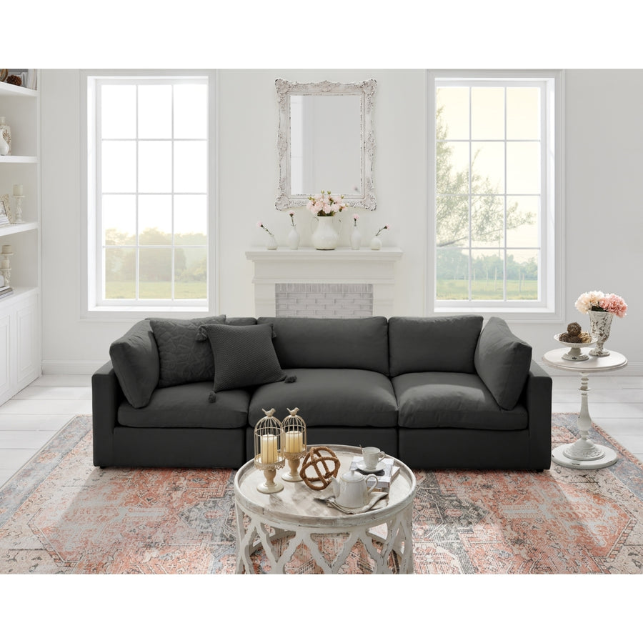 Yasmin Upholstered 3 Seat Linen Sofa Image 1