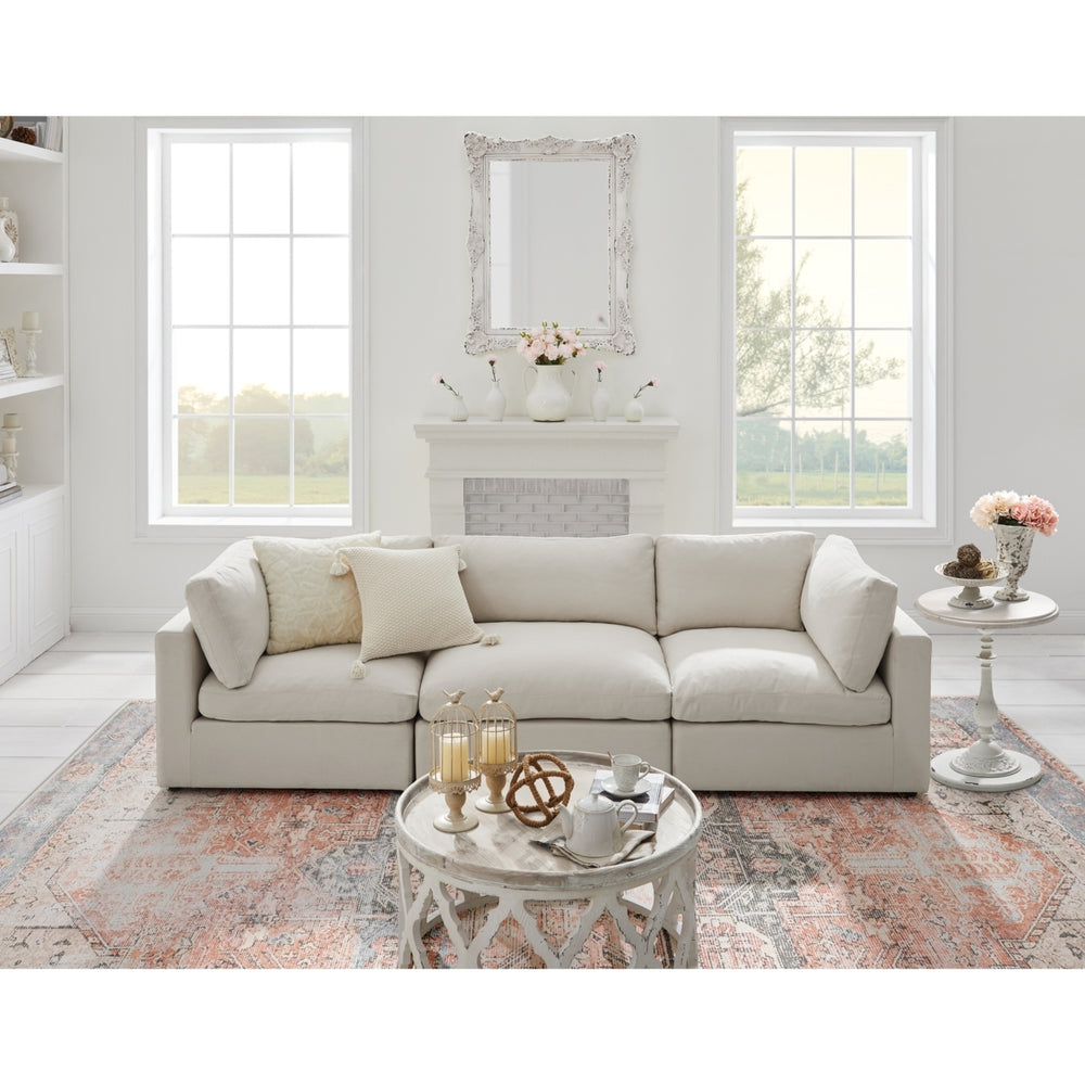 Yasmin Upholstered 3 Seat Linen Sofa Image 2