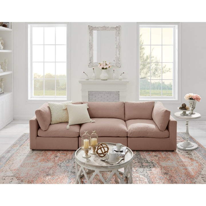 Yasmin Upholstered 3 Seat Linen Sofa Image 4