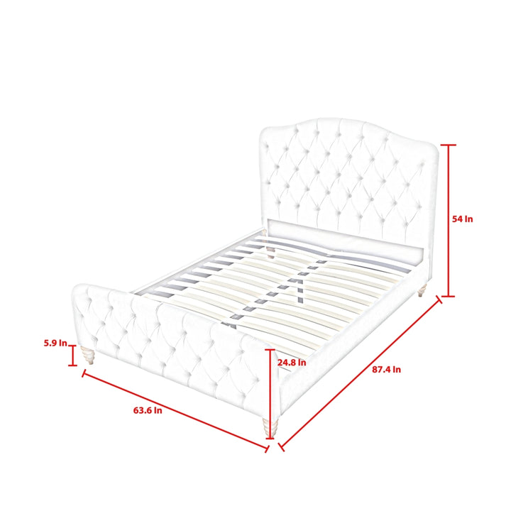 Adilene Bed-Diamond Tufted Headboard and Footboard-Upholstered-Slats Included Image 11