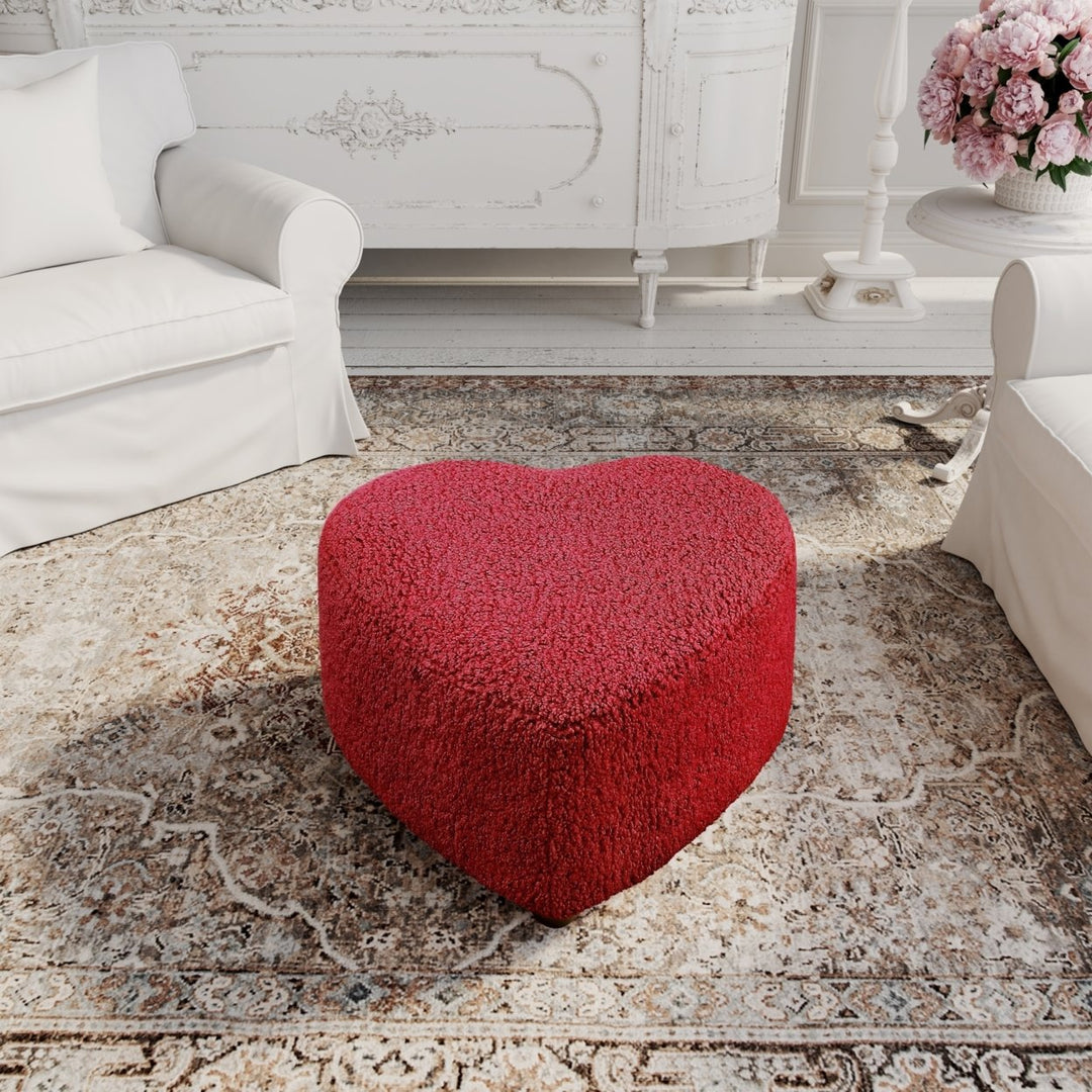 Rori Ottoman-Upholstered-Low Profile-Heart Shaped Image 1