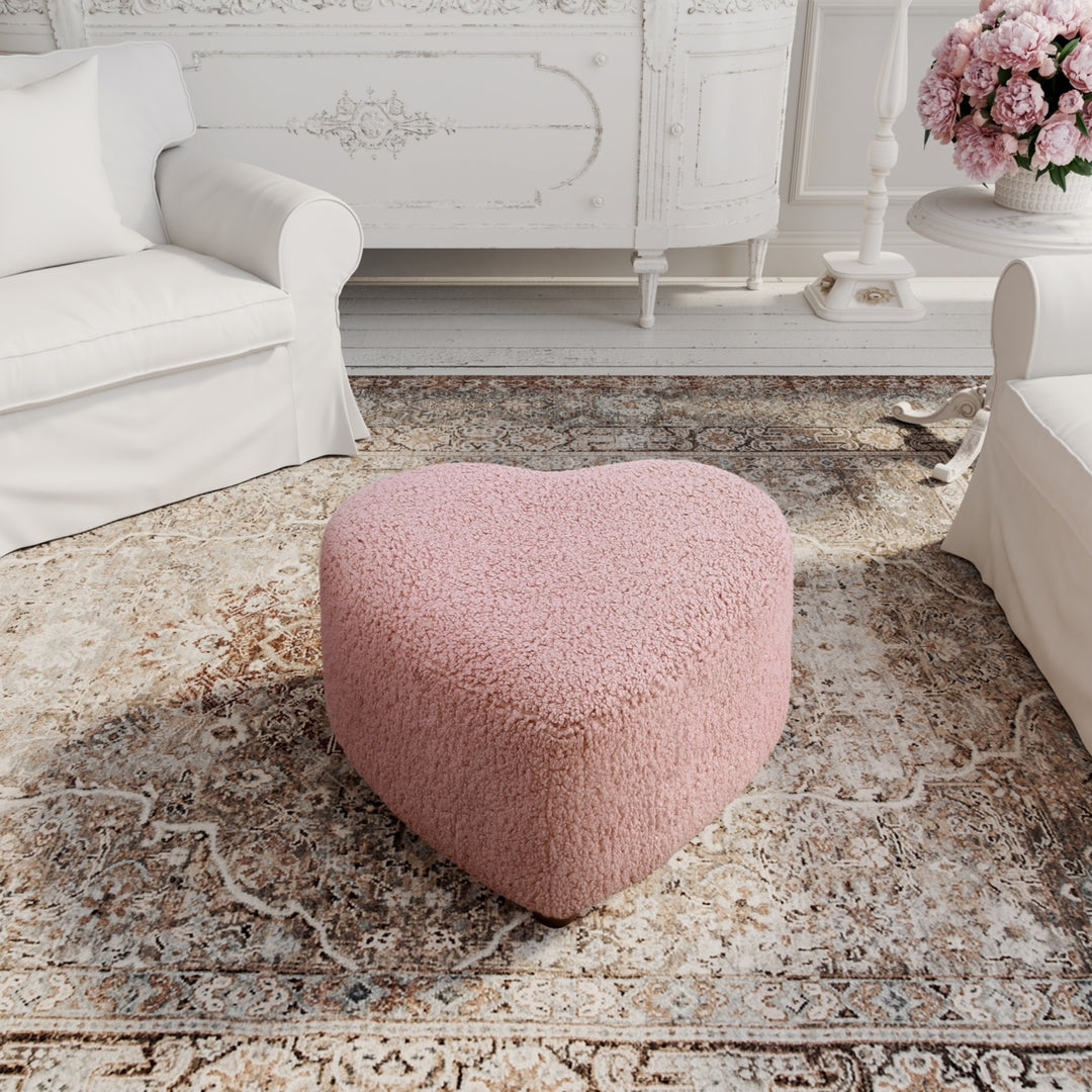 Rori Ottoman-Upholstered-Low Profile-Heart Shaped Image 4