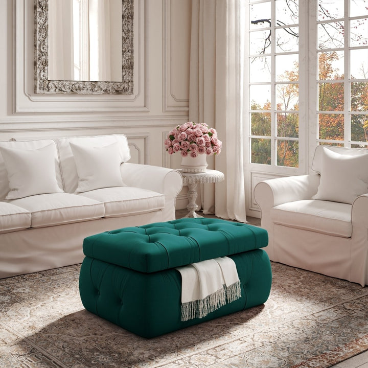 Ishan Ottoman-Upholstered-Button Tufted-Storage Image 1