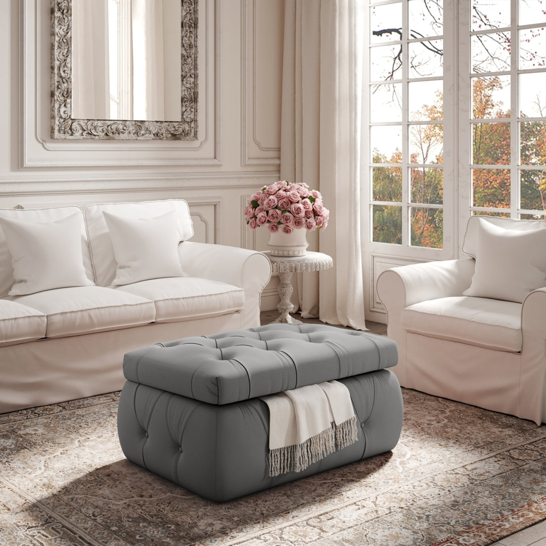 Ishan Ottoman-Upholstered-Button Tufted-Storage Image 3