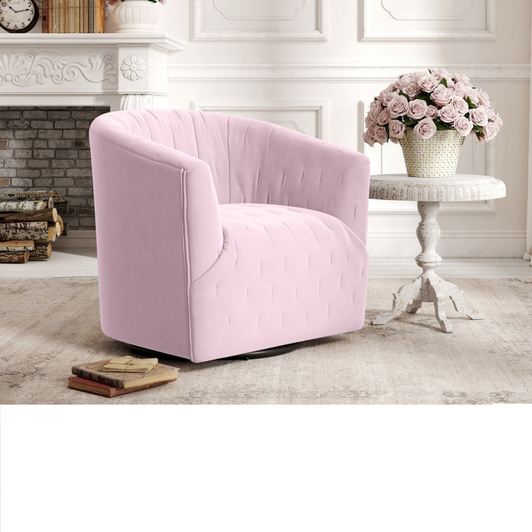 Kaitlin Accent Chair-Upholstered-Tufted-Barrel Image 10