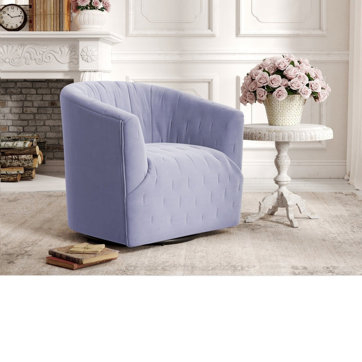 Kaitlin Accent Chair-Upholstered-Tufted-Barrel Image 1