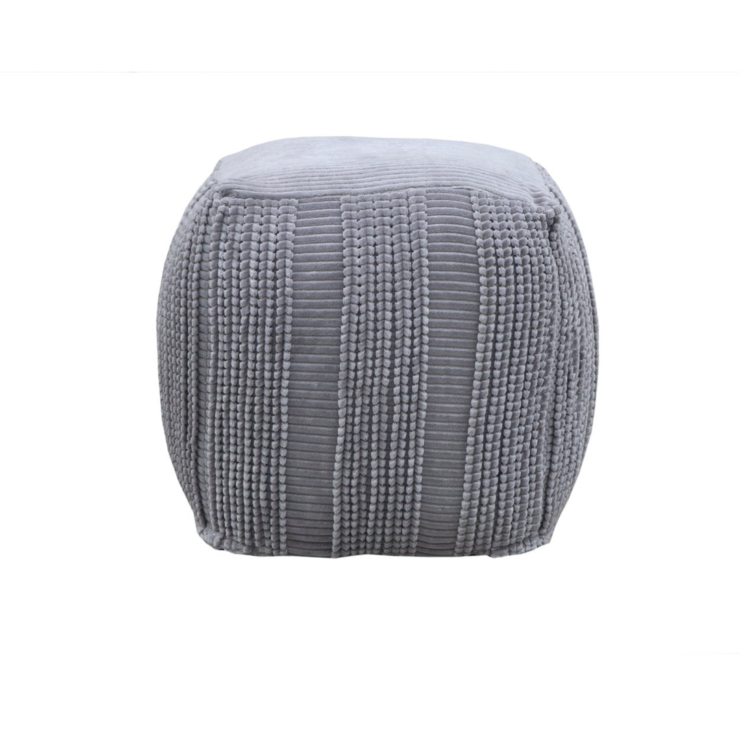 Iconic Home Domnic Ottoman Cotton Upholstered Striped Pattern Woven Vertical Bands Image 4